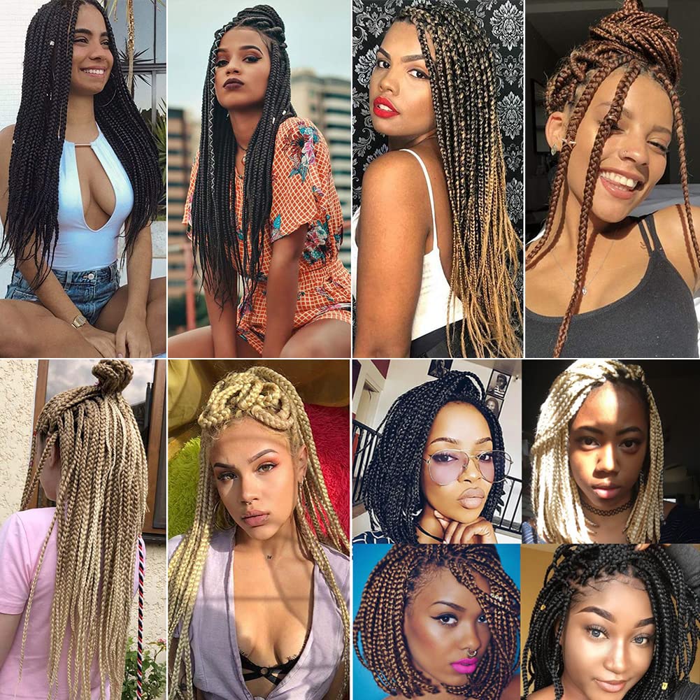 Pre-Looped Crochet Box Braids Hair - 7 Pack Goddess Box Braids for Easy Braiding (18 Inch, 1B/30/27) | Perfect for Protective Styles, Natural Hair & Everyday Wear