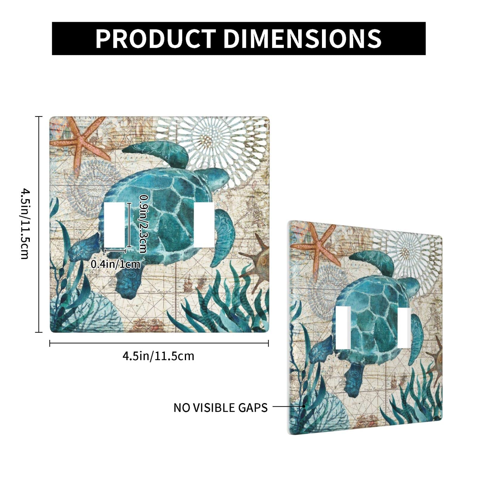 Sea Turtle Double Toggle Light Switch Plate Cover - Ocean Themed Wall Decor for Home, Office & School - Perfect for Beach House, Kids Room & Coastal Decor