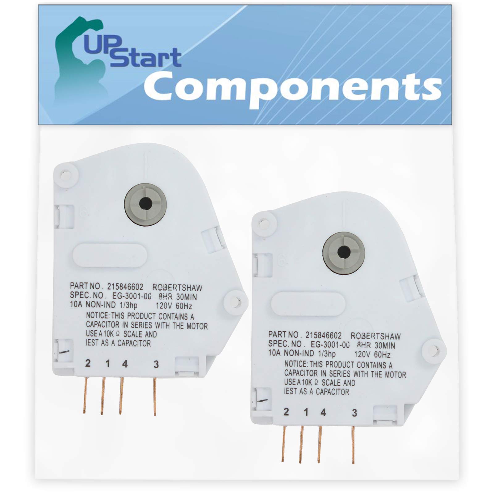 2-Pack 215846602 Refrigerator Defrost Timer Replacement for Kenmore/Sears 2536184210B - Compatible with 215846602 - UpStart Components Brand - Perfect for Refrigerator Repair & Maintenance