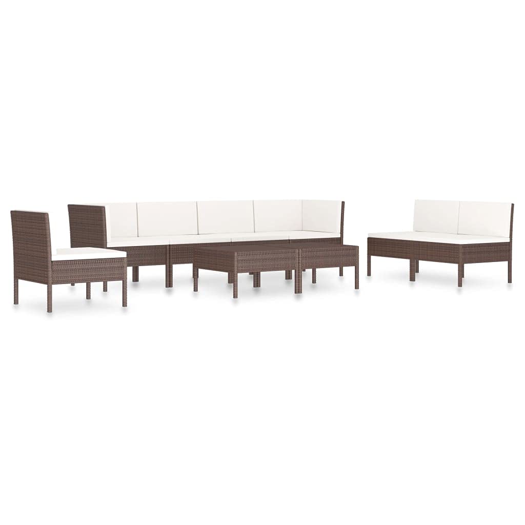 9-Piece Brown Poly Rattan Outdoor Patio Furniture Set with Sofa, Coffee Table & Cushions - Garden Lounge Conversation Set for Backyard, Deck or Poolside Relaxation