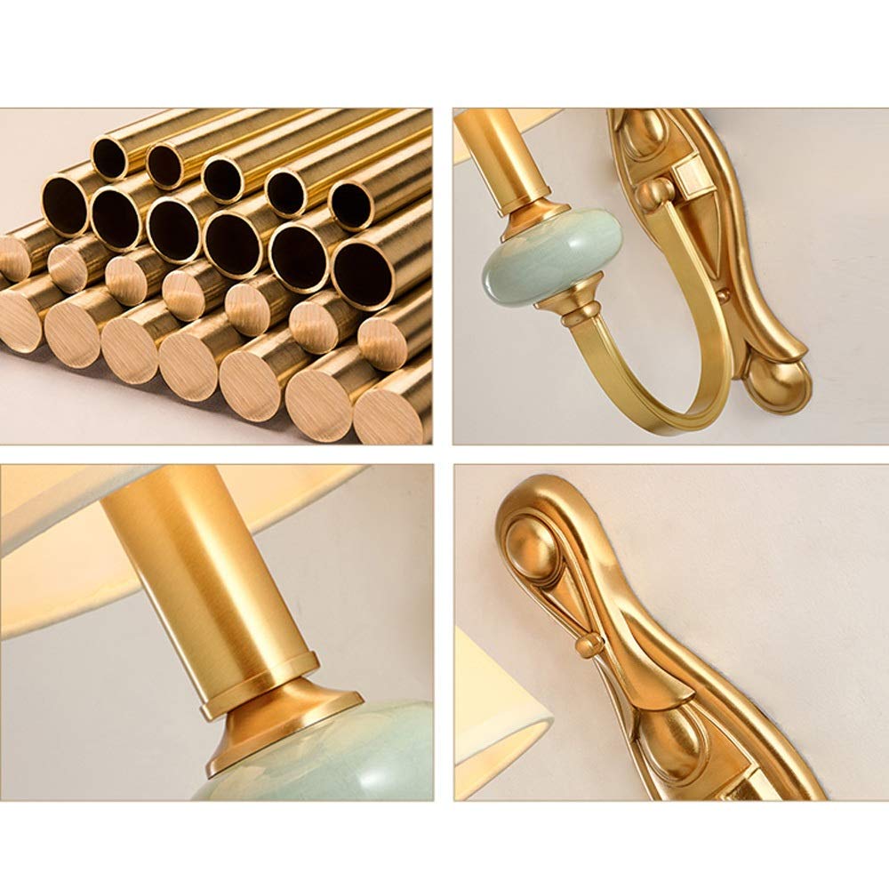 Modern Ceramic Wall Light Fixture with E14 Screw Base - Energy Saving LED Bulb for Bedroom, Living Room & Hallway - Copper Finish Wall Lamp for Stylish Home Interior Lighting