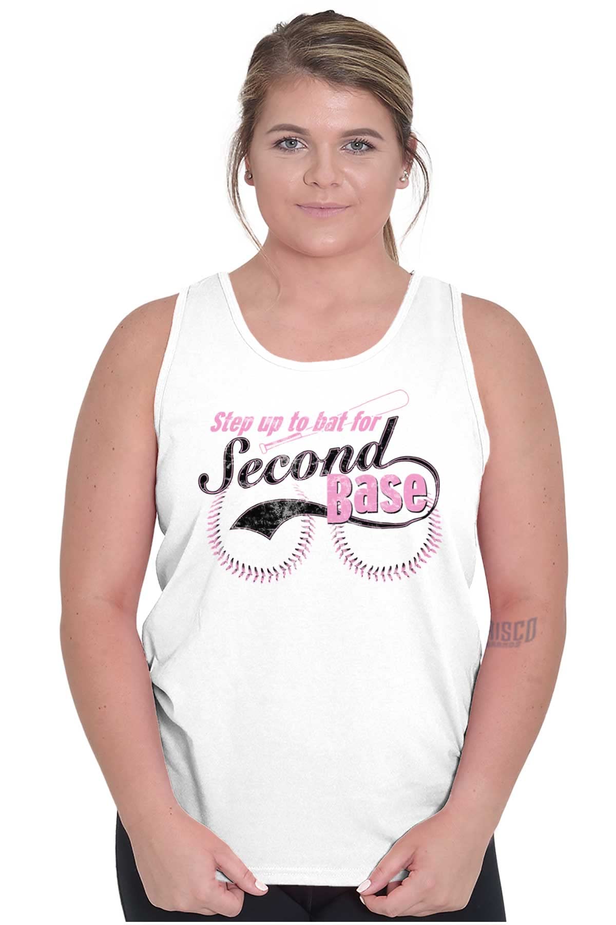 Women's Second Base Tank Top Tee Shirt - Soft & Comfortable Baseball Inspired Casual Top for Sports, Gym & Everyday Wear