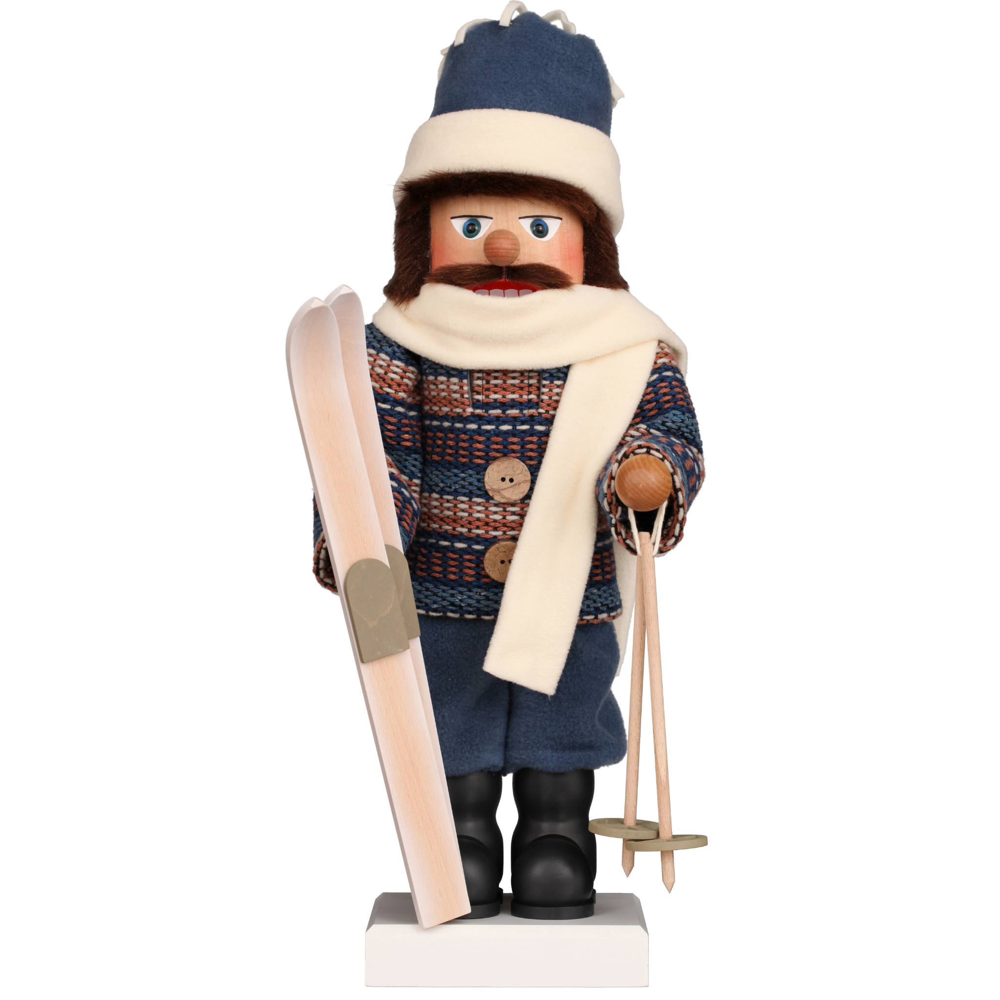 Premium Christian Ulbricht Skier Nutcracker - Handcrafted German Wooden Christmas Decoration for Holiday Tree, Mantel & Festive Home Decor