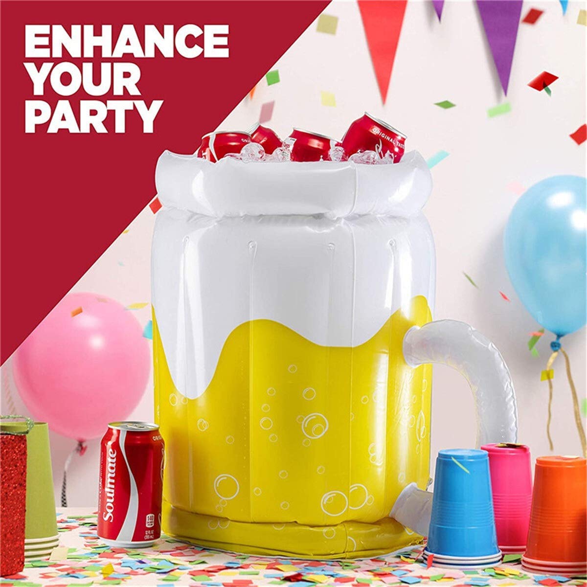 Large Thickened PVC Inflatable Beer Ice Bucket - Outdoor Party Cooler for Drinks, Pool & Beach Accessories - Perfect for Summer BBQs, Bar Gatherings & Home Entertaining