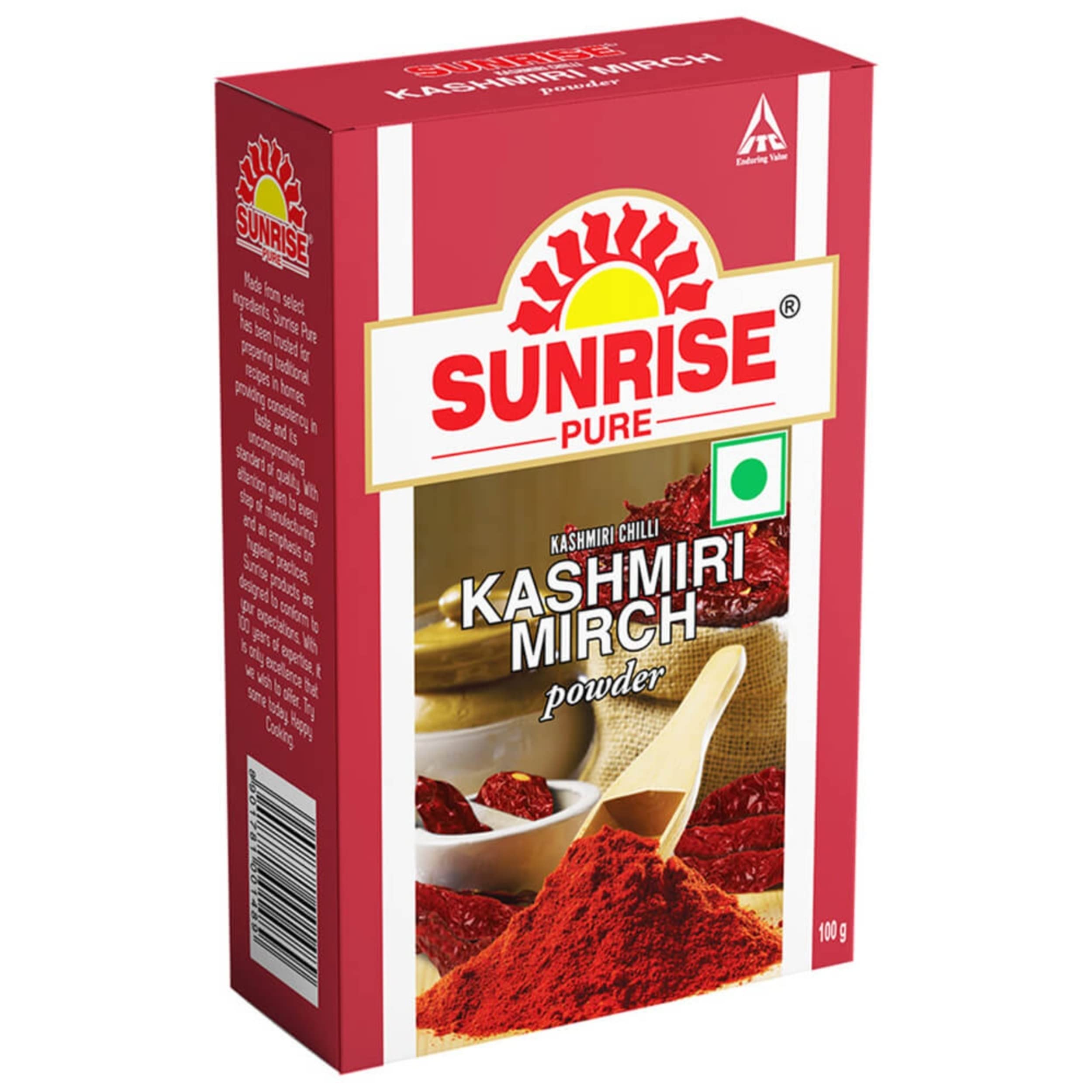 Sunrise Pure Kashmiri Mirch Spice Powder - 100g Pouch | Authentic Kashmiri Chili Powder for Indian Cooking, Curry & BBQ | Perfect for Biryani, Tandoori & Meat Marinades
