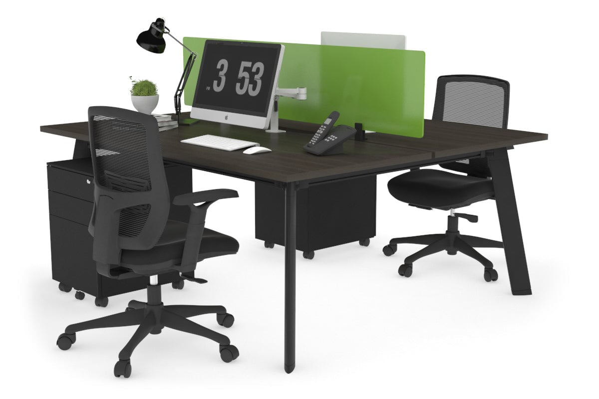 2 Person Workstation Black Frame - 1800L x 800W with Cable Management | Dual Desk for Office & Home Workspace | Perfect for Team Collaboration & Remote Work