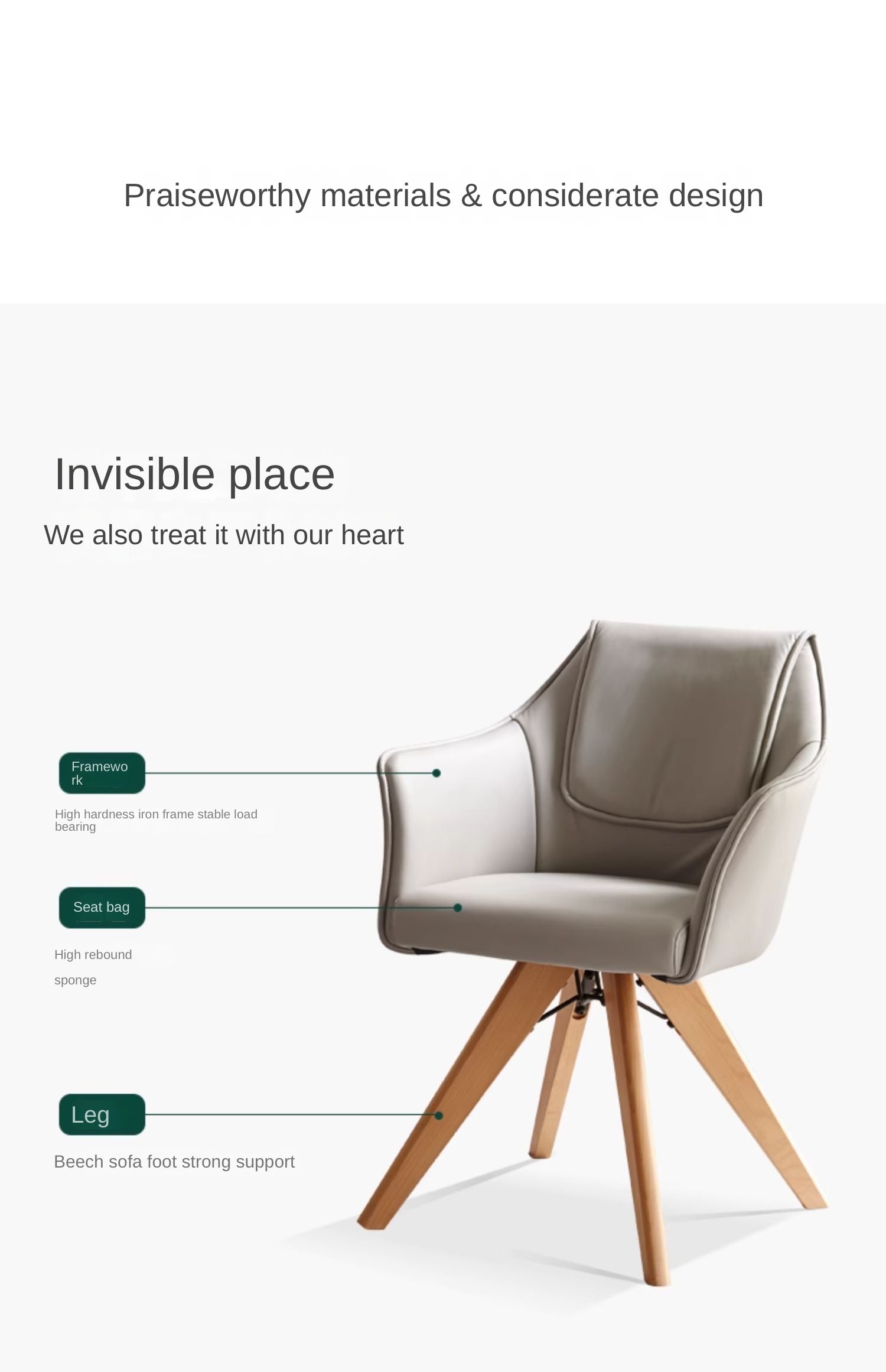 360° Swivel Beech Solid Wood Soft Chair - Ergonomic Comfort for Living Room, Office & Study