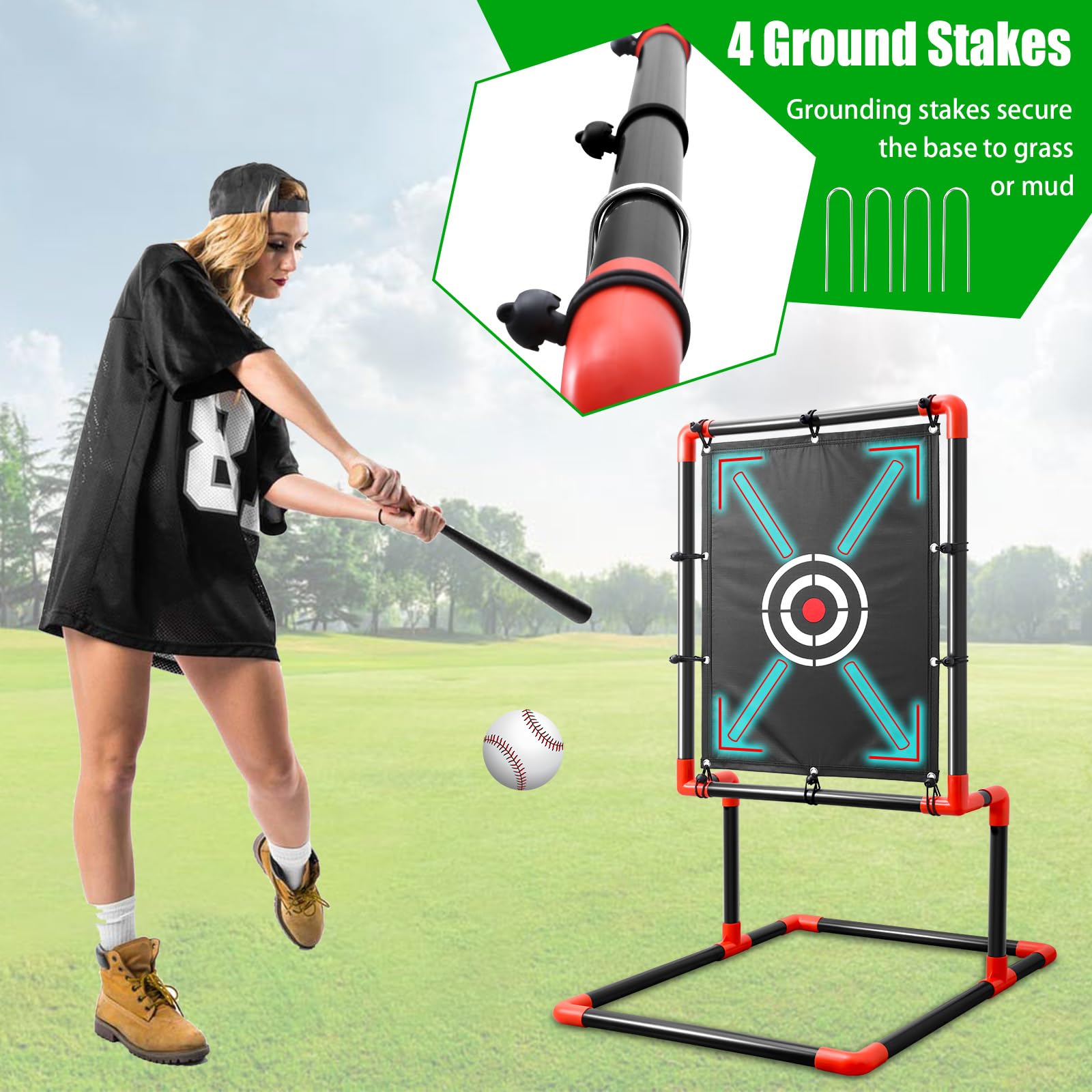 Adjustable Blitzball Strike Zone Target for Baseball & Softball Pitching Training - Perfect for Plastic Balls - Ideal for Backyard Practice, Batting Cages & Youth Training Sessions