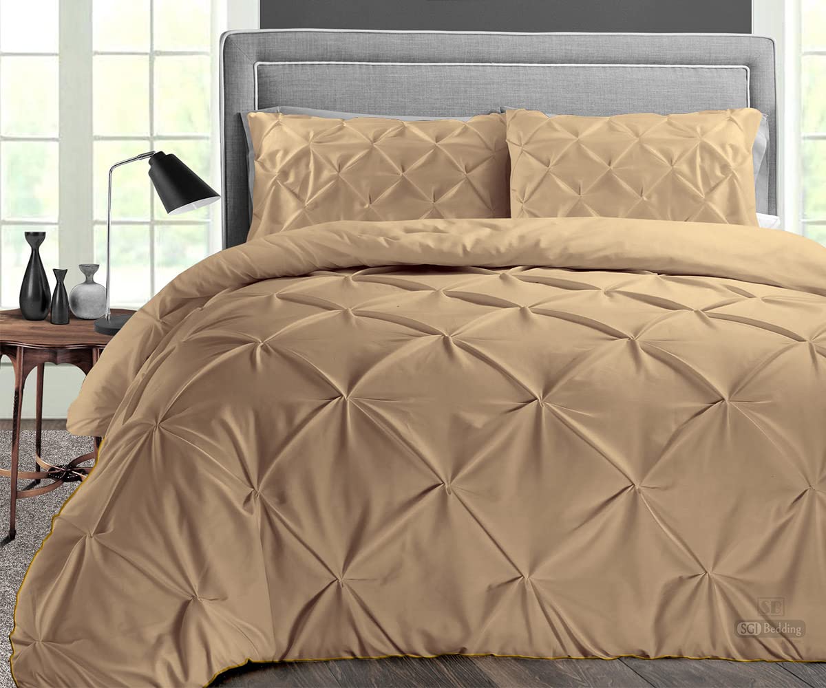 Queen Size Taupe Comforter Set - 300 GSM Plush Siliconized Microfiber Fill, Box Stitched Quilted Design with Premium Piping | Ultra Soft Microfiber Shell & Matching Pillowcases | Perfect for Bedroom, Guest Room, or Dorm Cozy Comfort