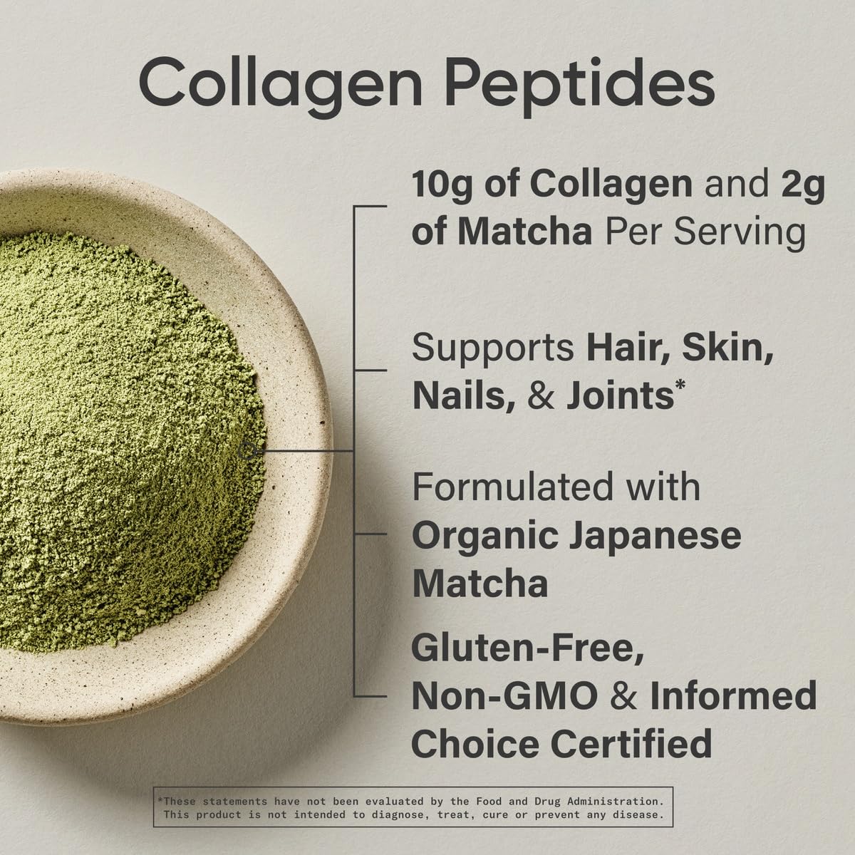 Premium Collagen Peptides Powder with Organic Japanese Matcha Green Tea - Hydrolyzed Collagen Protein Supplement for Skin, Hair & Joint Support - Gluten Free, Non-GMO, Sugar Free - Perfect for Smoothies, Coffee & Baking Recipes