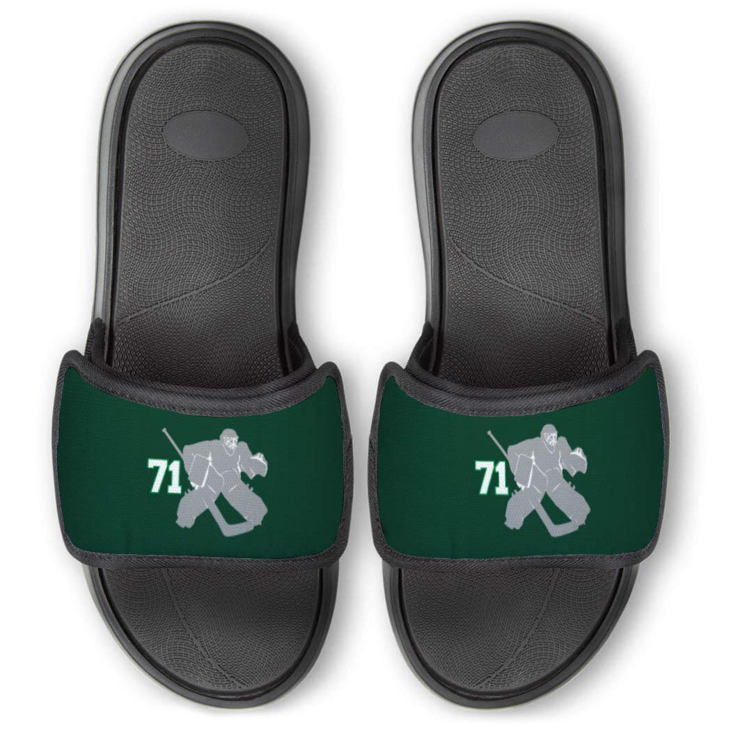 Personalized Hockey Slide Sandals for Goalies - Custom Number Design | Perfect for Locker Rooms, Post-Game Relaxation & Team Gifts