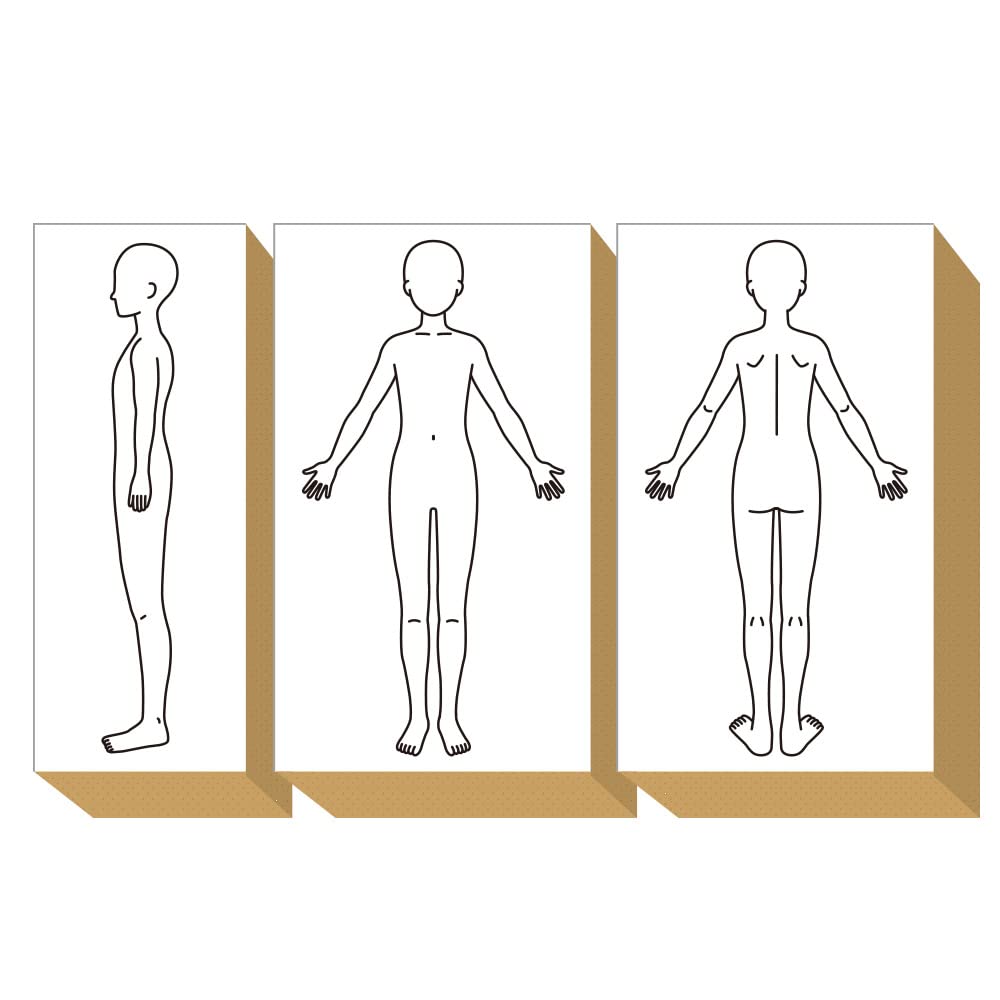 3-Piece Wood Rubber Stamps Set - Human Body Clinical Records & Health Journal for DIY Crafting, Scrapbooking, Painting, Letters & Diary | Made in Japan Tokyo | Perfect for Medical Students, Nurses & Healthcare Professionals
