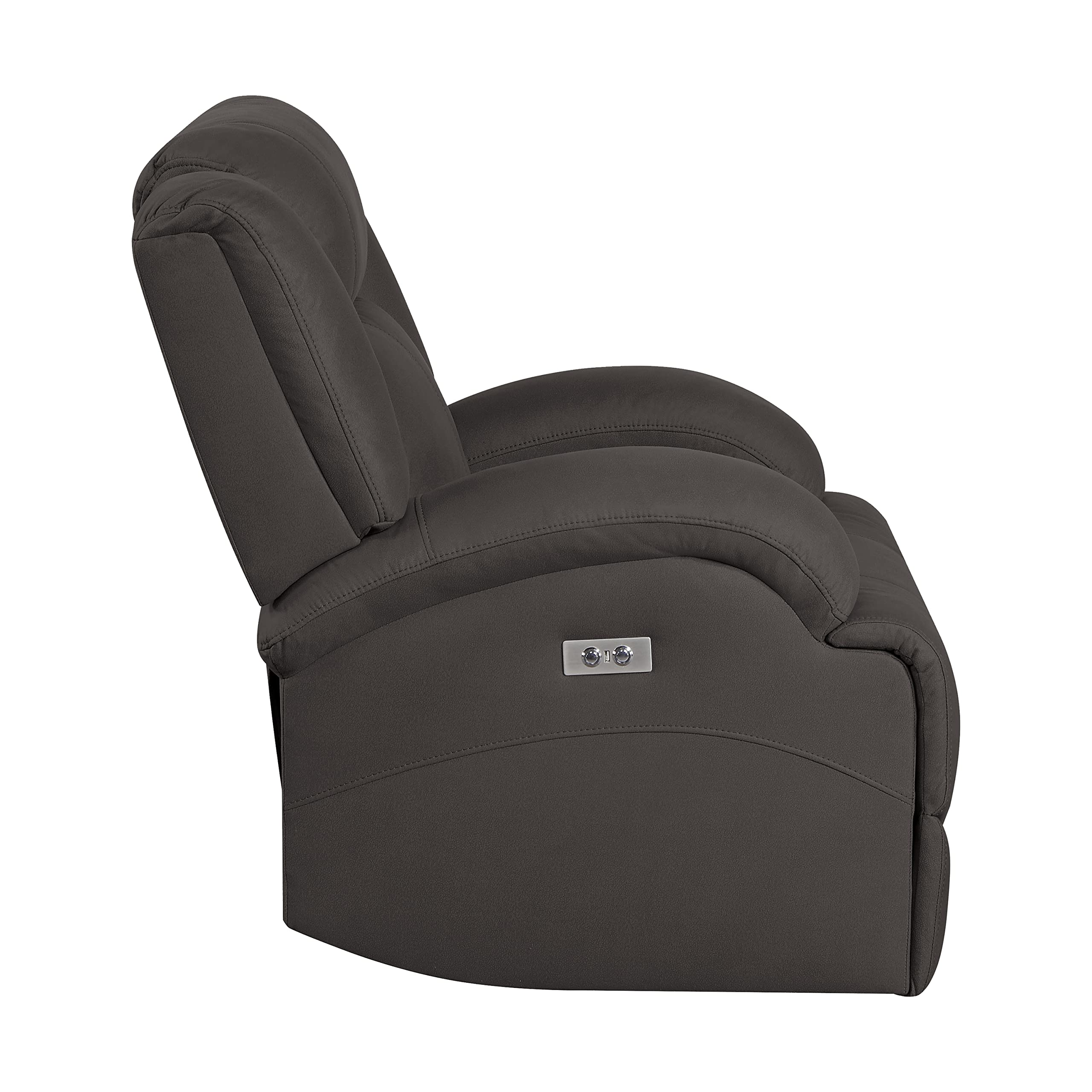 Lexicon Landwood Power Double Reclining Loveseat - Chocolate Brown Faux Leather - Comfortable Living Room Furniture for Small Spaces, Perfect for Movie Nights and Relaxing