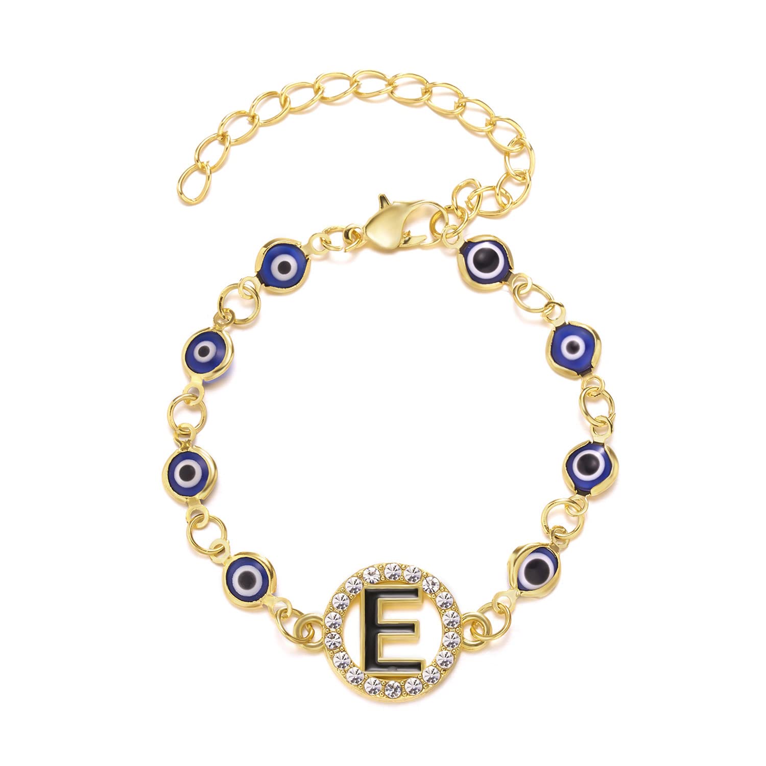Evil Eye Initial Bracelet & Anklet Set for Women & Men - Gold Hamsa Beaded Jewelry with Letter Charm - Birthday Gifts for Teen Girls, Mother's Day Presents - Protection Against Mal De Ojo - Perfect for Everyday Wear & Special Occasions