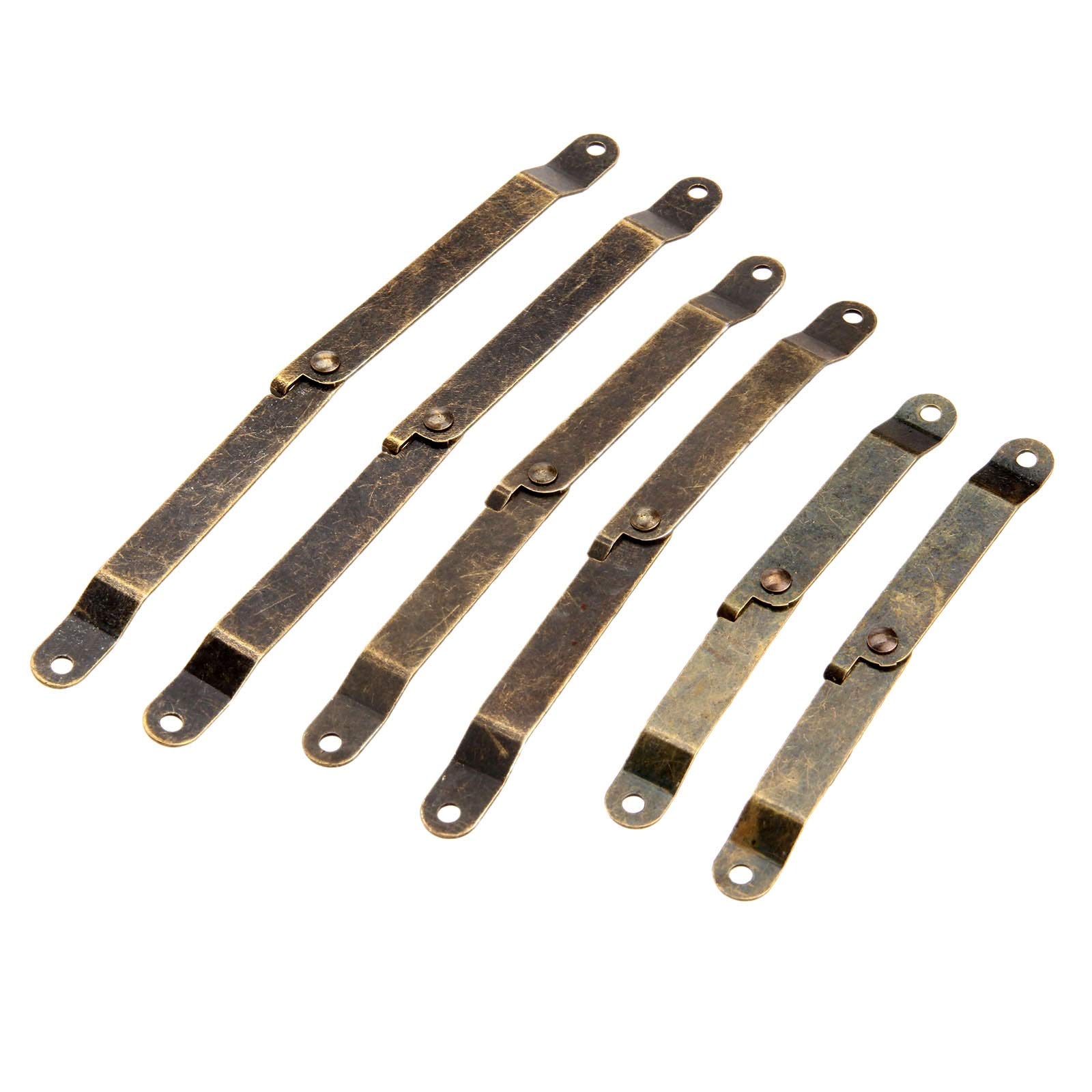 Antique Bronze Self-Installing Furniture Hinges 2PCS - 67x11mm Lid Support Hinges for Cabinet Doors, Kitchen Cupboards & Display Boxes | Durable Stay Hinges for Smooth Opening & Closing | Perfect for Home, Office & Retail Furniture Accessories