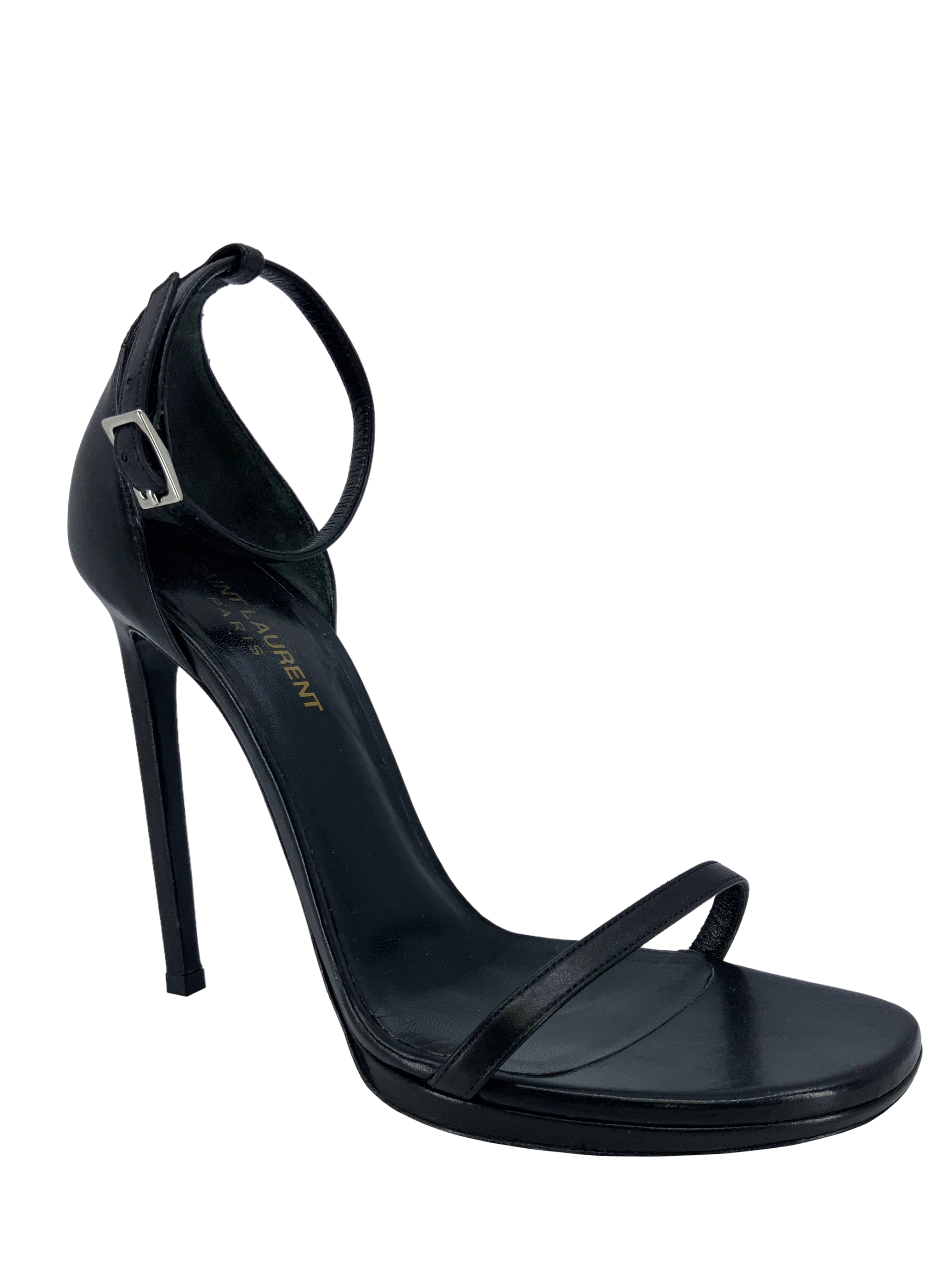 Saint Laurent Amber Leather Sandals Women's Size 8.5 - Luxury Designer Summer Sandals for Beach, Vacation & Casual Outings