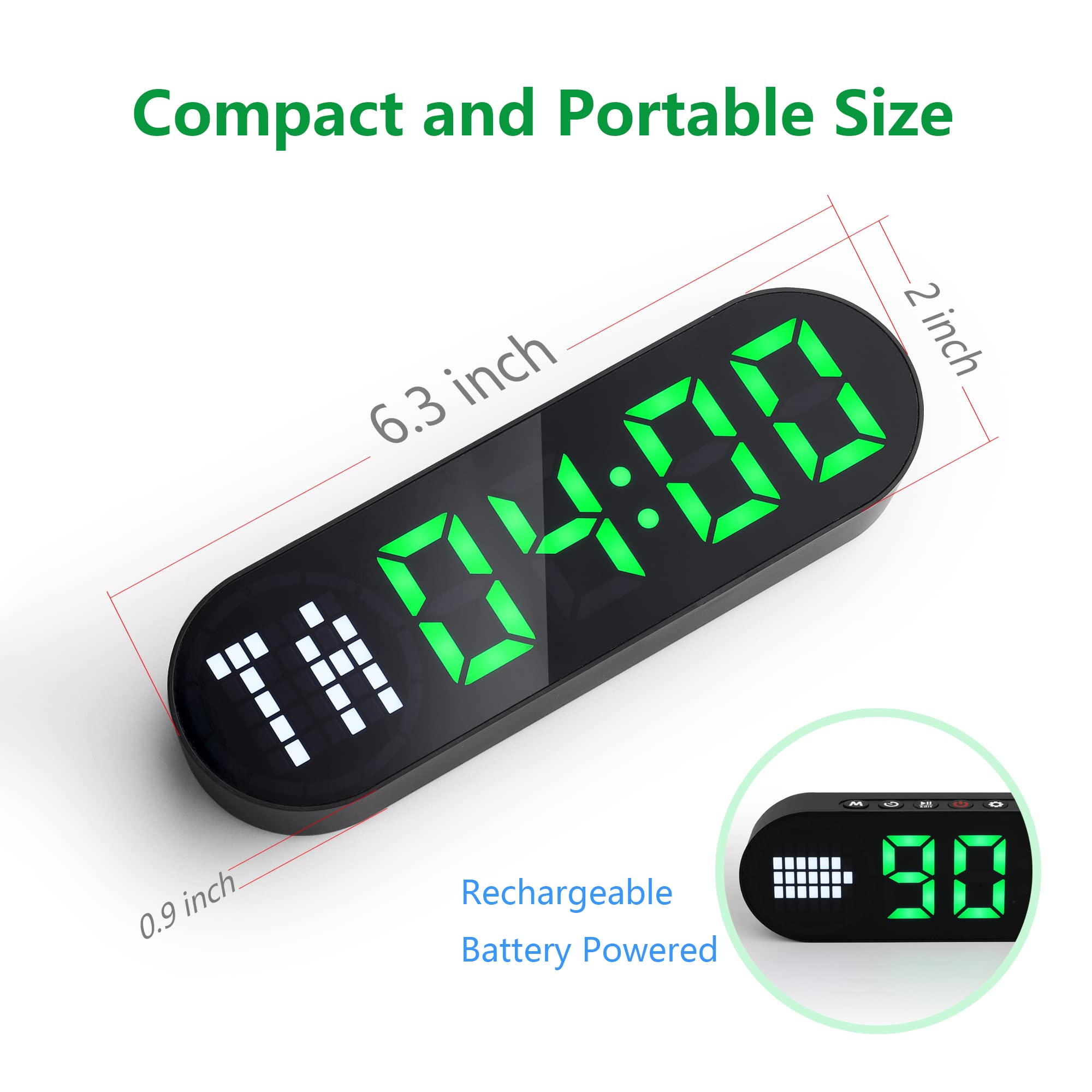 Portable Gym Timer with Time Progress Bar - Interval Timer for HIIT, Tabata, EMOM, Boxing Workouts - Rechargeable Battery Powered for Home & Gym Use - Perfect for CrossFit, Fitness Training & Martial Arts