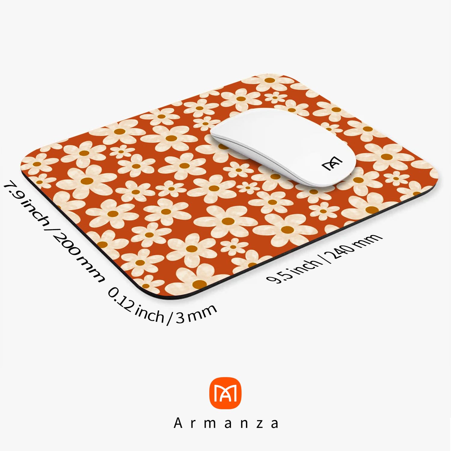 Cute Floral Square Mouse Pad - Personalized Premium Textured Washable Lycra Cloth Mouse Mat with Non-Slip Rubber Base for Wireless Mouse - Perfect for Office, Gaming & Home Computer Setup