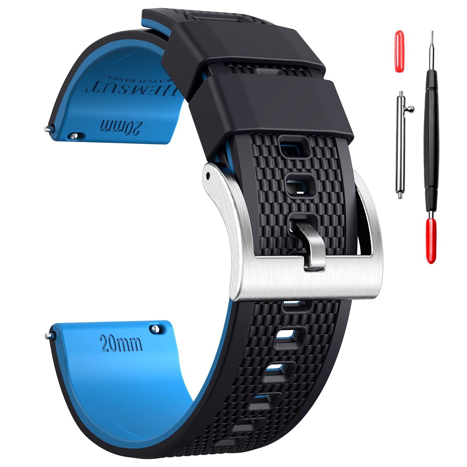 Hemsut Silicone Watch Bands - 18mm 20mm 22mm Quick Release Rubber Watch Strap for Men & Women - Soft Durable Replacement Band - 10 Color Options - Perfect for Sports, Fitness & Everyday Wear
