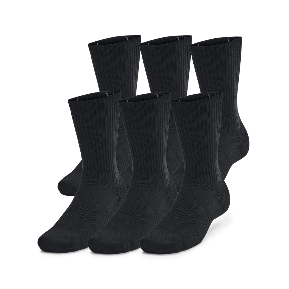 Under Armour Men's Tech Cotton Crew Socks 6-Pack - Moisture Wicking Athletic Socks for Running, Gym & Everyday Comfort