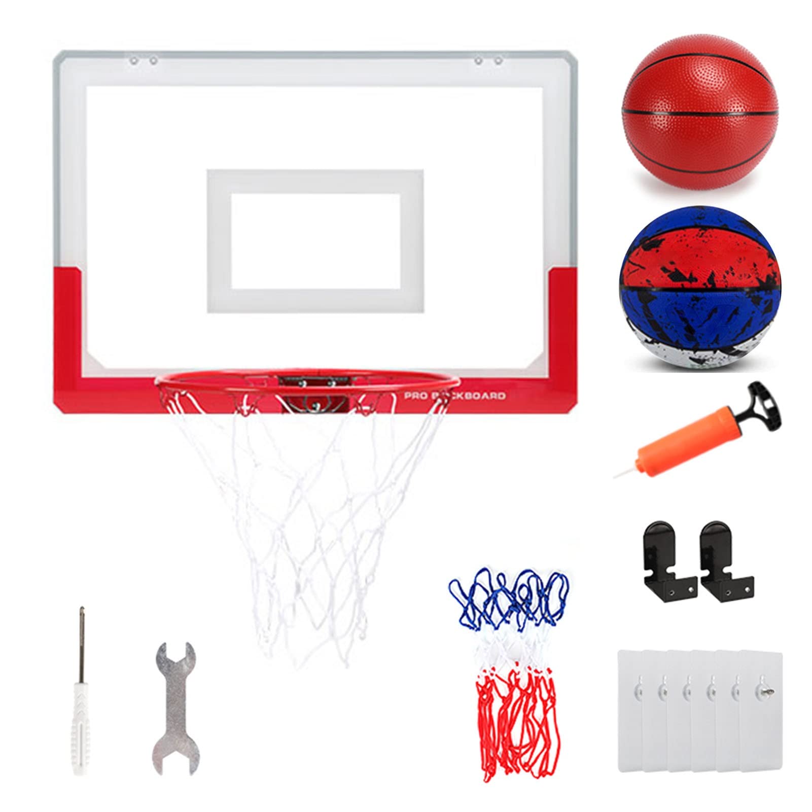 YLWX Portable Over The Door Basketball Hoop for Adults & Kids - Indoor/Outdoor Mini Basketball Goal with 30cm Backboard & 2 Balls - Perfect for Home, Office, Gym, and Backyard Play