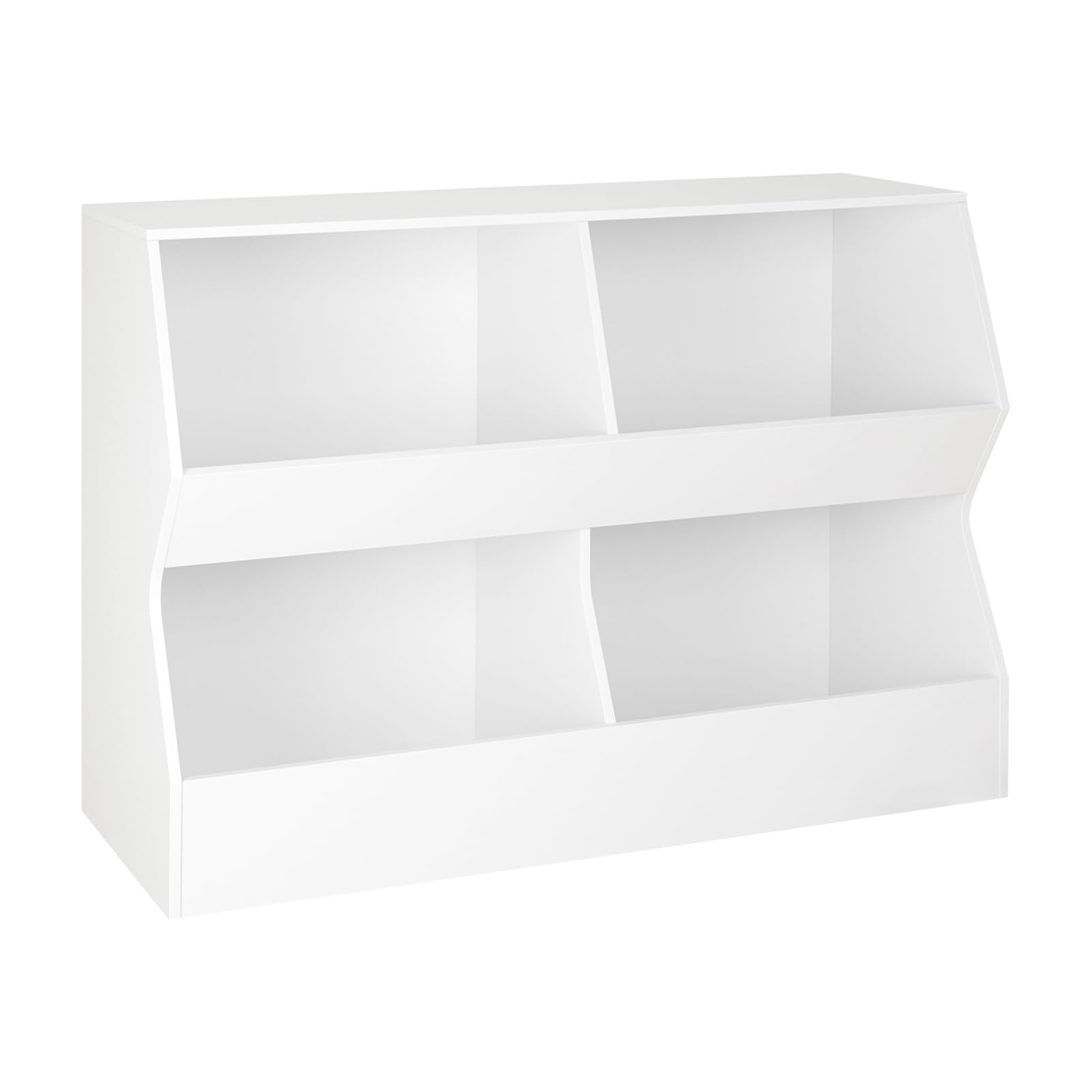 DINZI LVJ Kids Bookshelf & Toy Storage Organizer - 4 Cubby Wooden Bookcase for Children's Bedroom, Nursery, School - White 31.5