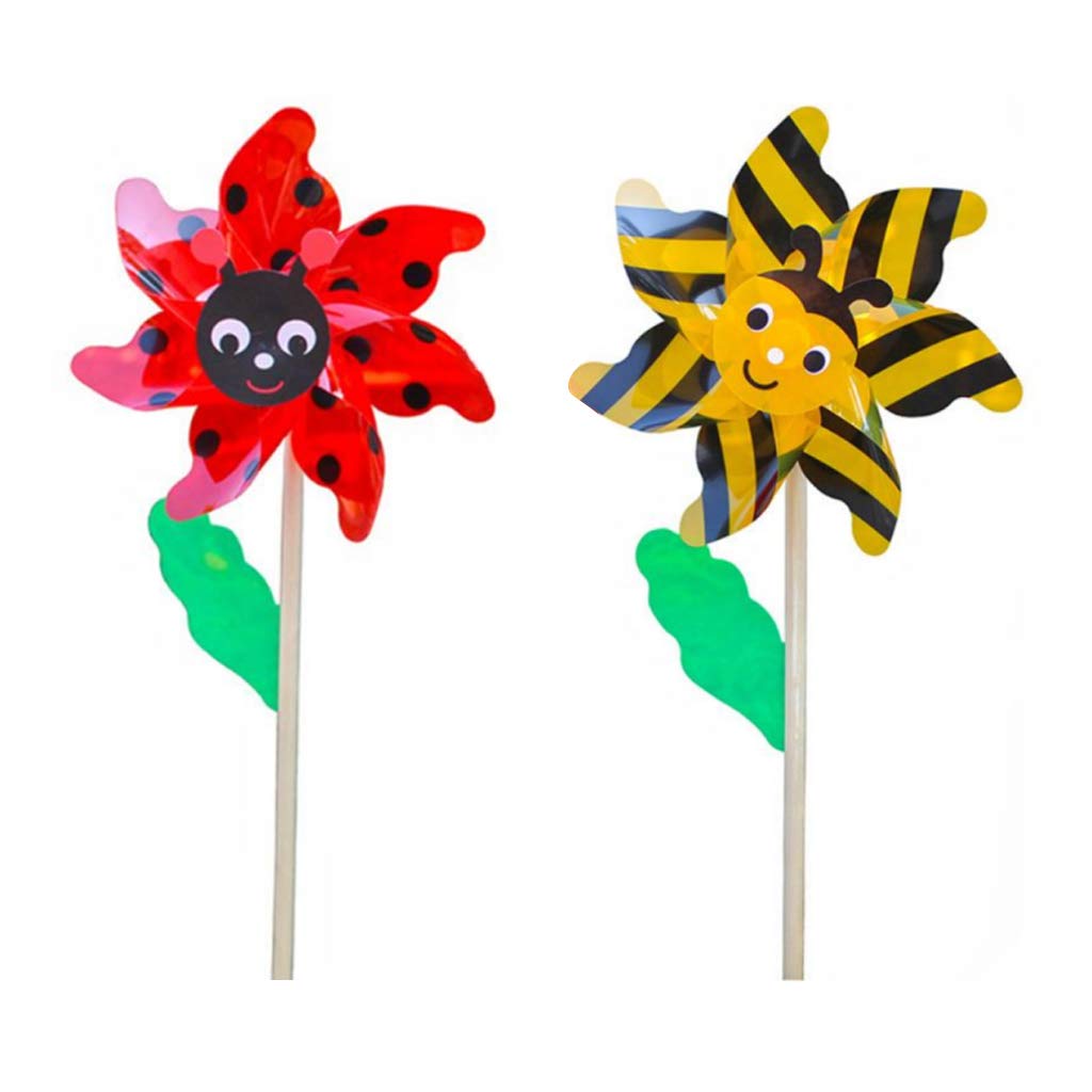 Misright Pinwheel and Wind Spinner for Garden - Colorful Cartoon Bee Windmill Decor for Home, Yard & Outdoor Spaces - Fun Kids Toys for Outdoor Play & Garden Decoration