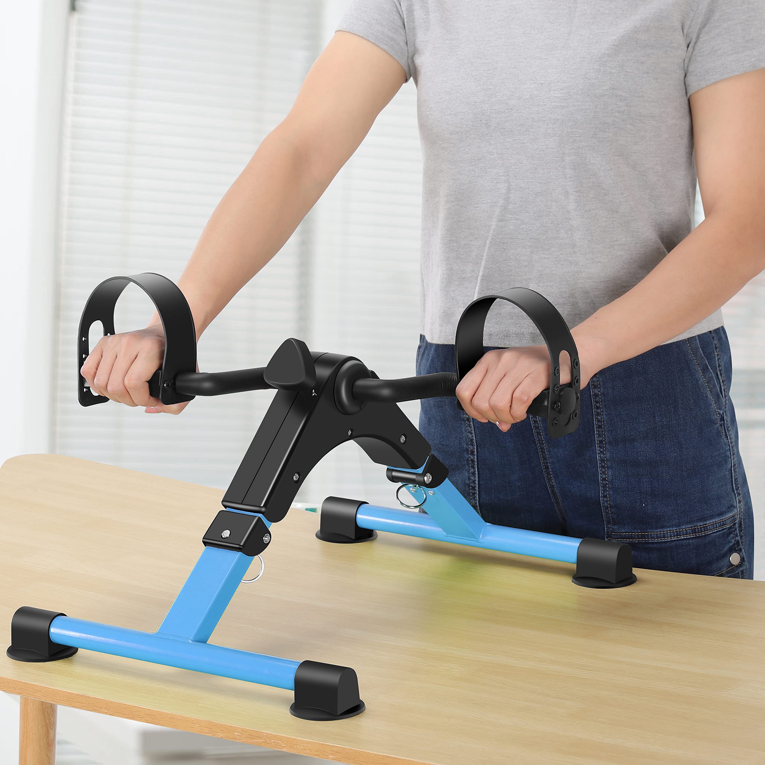 Portable Folding Exercise Bike with LCD Display - Arm & Leg Pedal Exerciser for Home & Office Workouts - Compact Desk Bike for Cardio & Fitness Training
