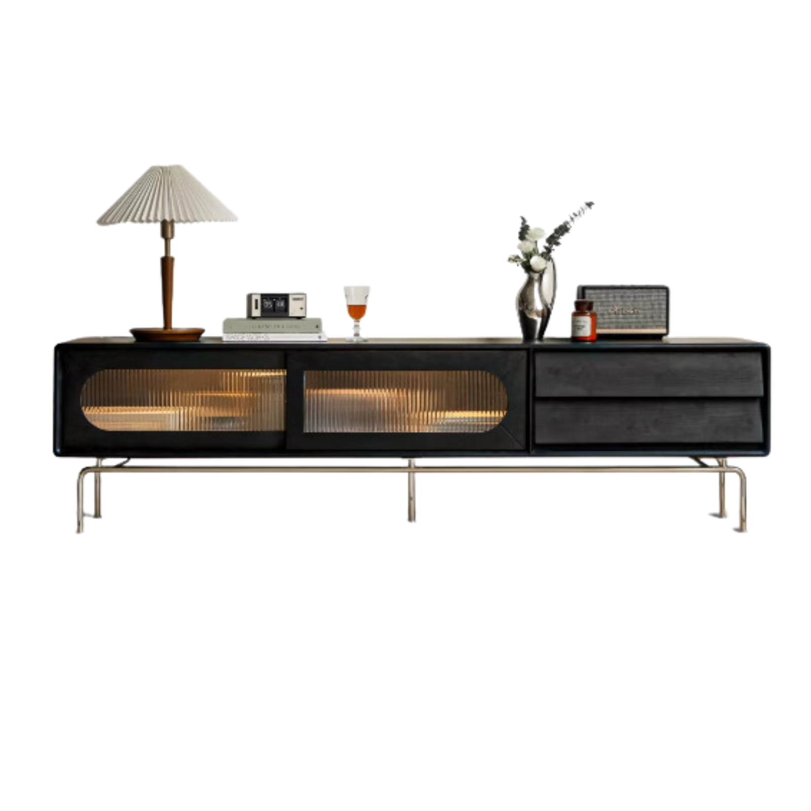86.6x15.8x20.9 inch/ 220x40x53сm/ Smoked color/ oak TV cabinet