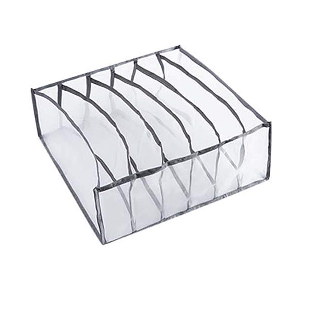 Povvinmg Zipper Bra & Socks Storage Box - Underwear Organizer for Travel & Home (Grey)
