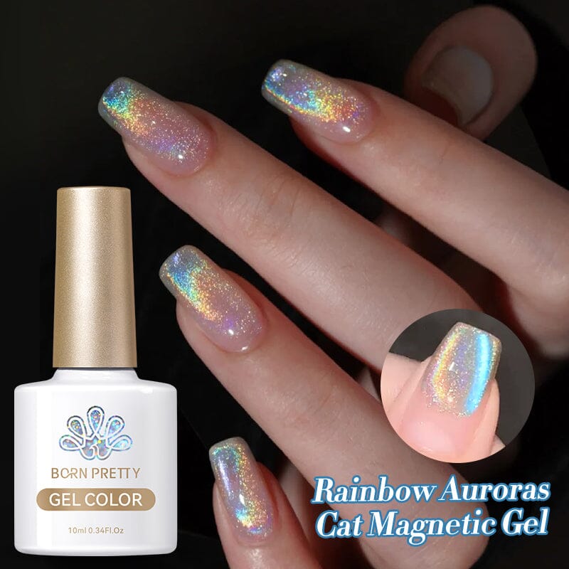 Auroras Rainbow Cat Magnetic Gel Nail Polish RA03 - 10ml Long Lasting High Gloss Nail Art for Women - Perfect for Parties, Weddings & Daily Wear