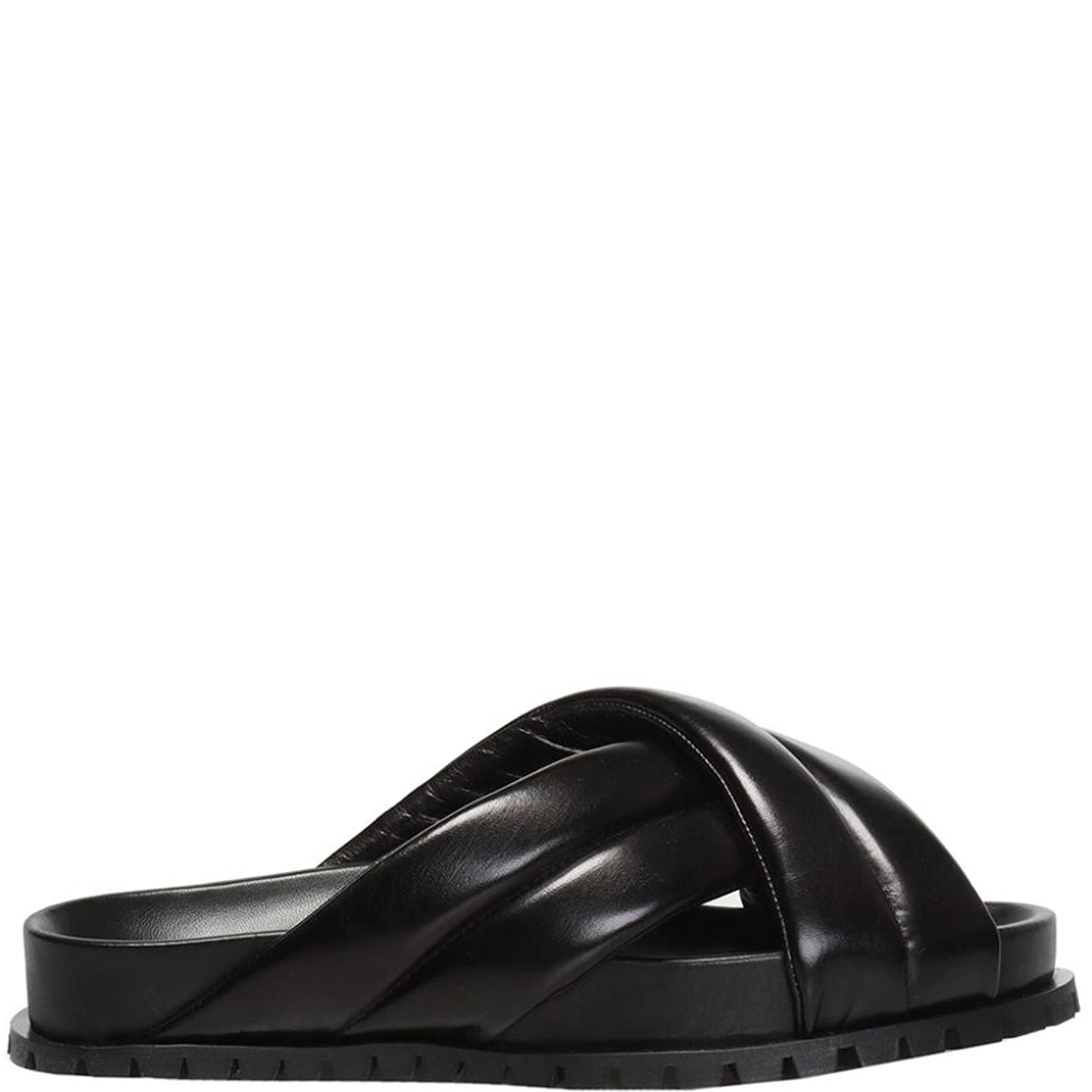Premium Nappa Leather Padded Crossover Slides - Comfortable House Slippers for Men & Women - Perfect for Indoor, Lounge, and Spa Relaxation at Home