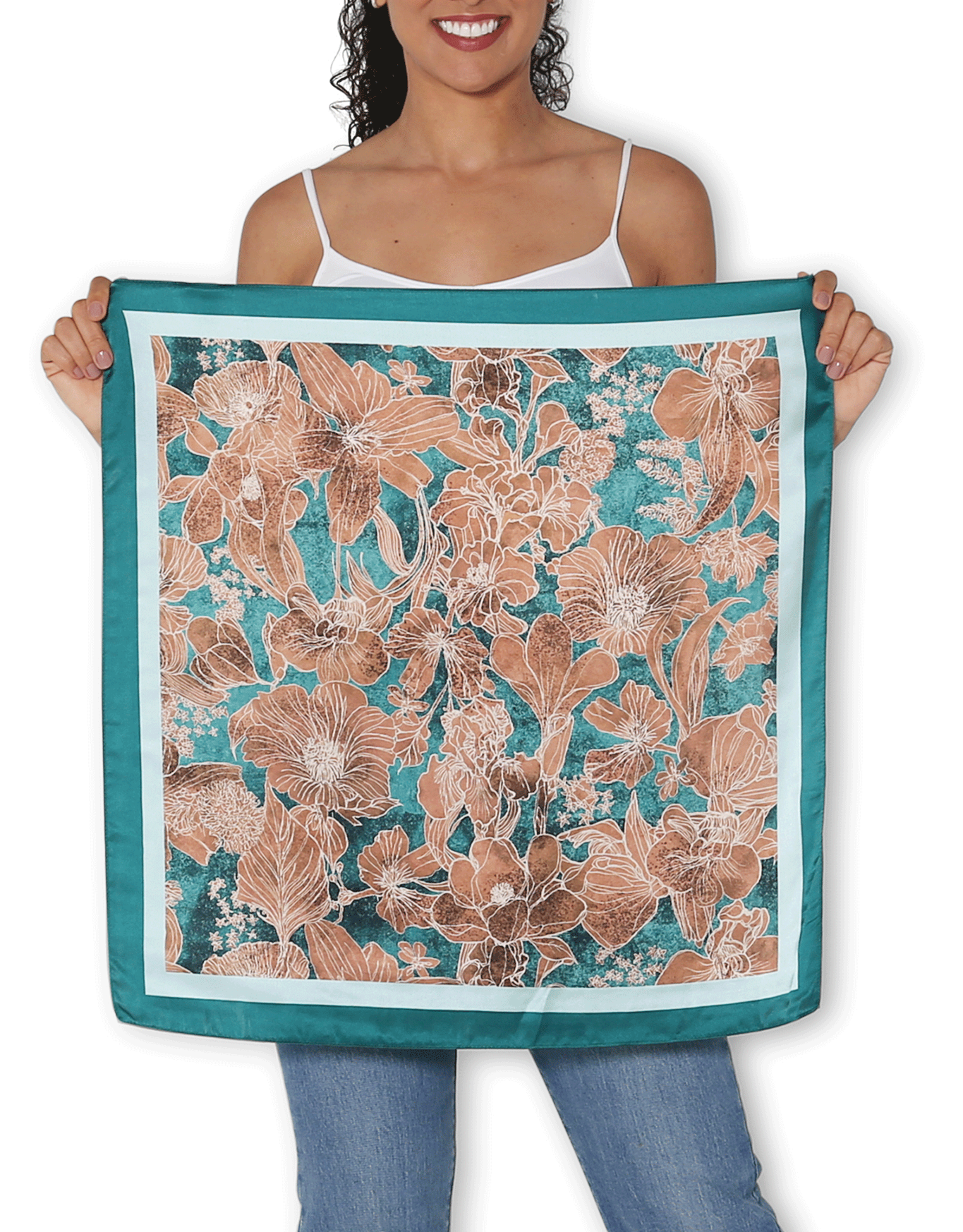 The Artists Label Silk Square Scarf - Orchid Ink Floral Print - Elegant Fashion Accessory for Women, Perfect for Parties, Weddings & Special Occasions