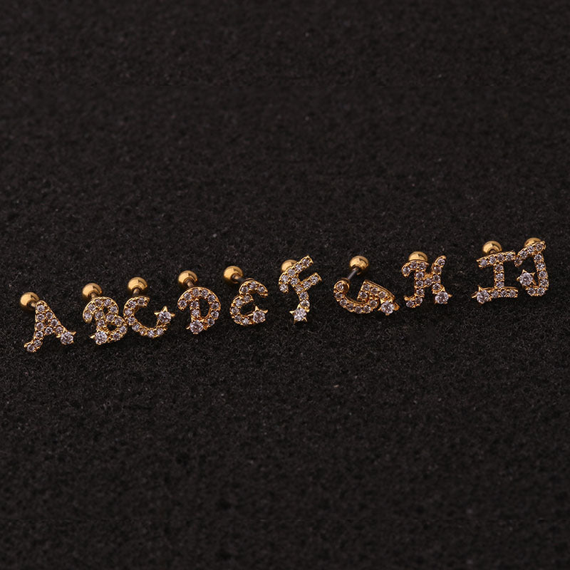 20G Letter Cartilage Stud Earrings - Initial Alphabet Earrings for Women | HSPJ207 | Perfect for Gifts, Birthdays & Everyday Fashion Accessories