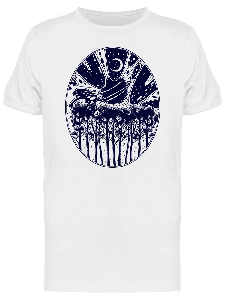 Night Starry Forest Landscape T-Shirt for Men - Comfortable Cotton Graphic Tee for Casual Wear & Outdoor Adventures