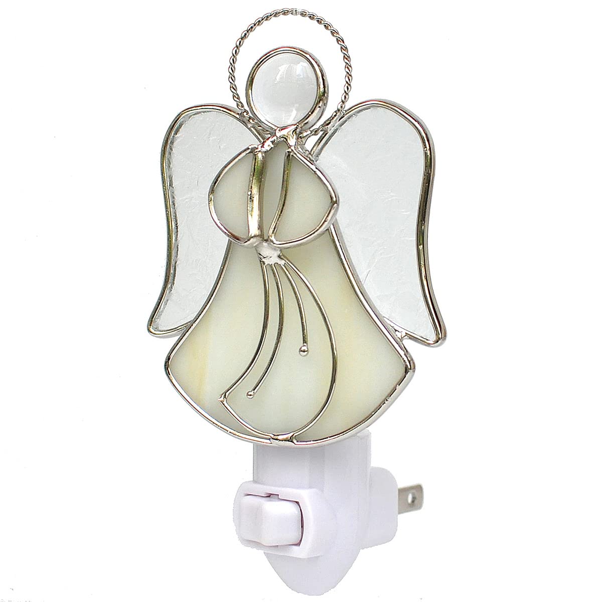 Stained Glass Angel Night Light - Plug-in Wall Nightlight for Hallway, Bedroom & Bathroom - Nature Inspired Home Decor - Perfect for Nursery, Kids Room & Gift Giving