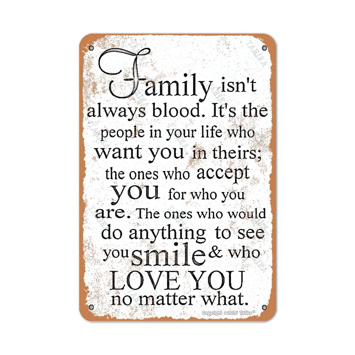 Vintage Metal Wall Sign - Family Isn't Always Blood - 12x16 Inch Rustic Home Decor for Living Room, Club Room & Man Cave - Perfect for Gifts & Farmhouse Style Interiors