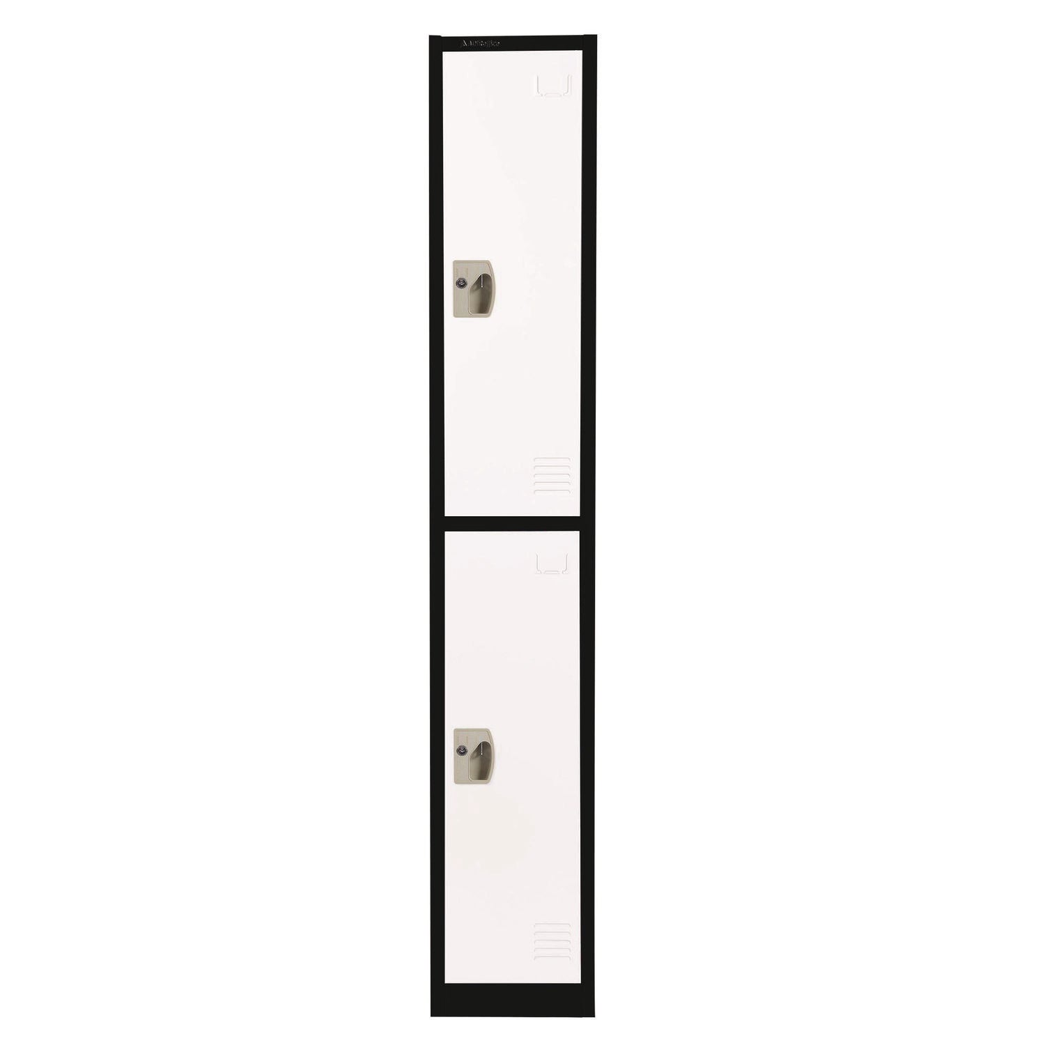 Steel Storage Locker 2 Compartment - 12x12x72 Inches Black & White for Office, School, Gym - Heavy Duty Metal Cabinet for Clothes, Equipment, Supplies Organization
