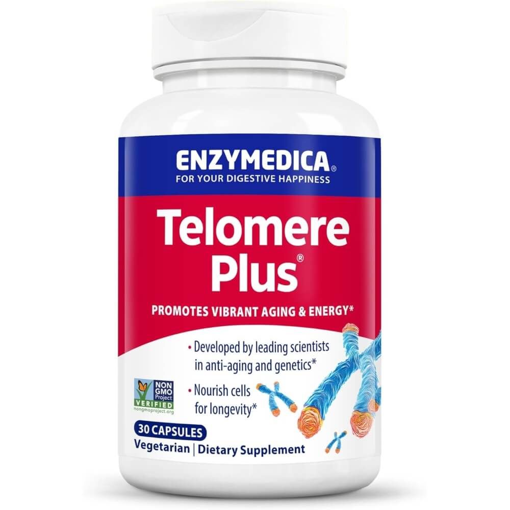 Enzymedica Telomere Plus Supplement - 30 Capsules for Cellular Health & Longevity | Supports Aging & Wellness | Daily Use for Adults