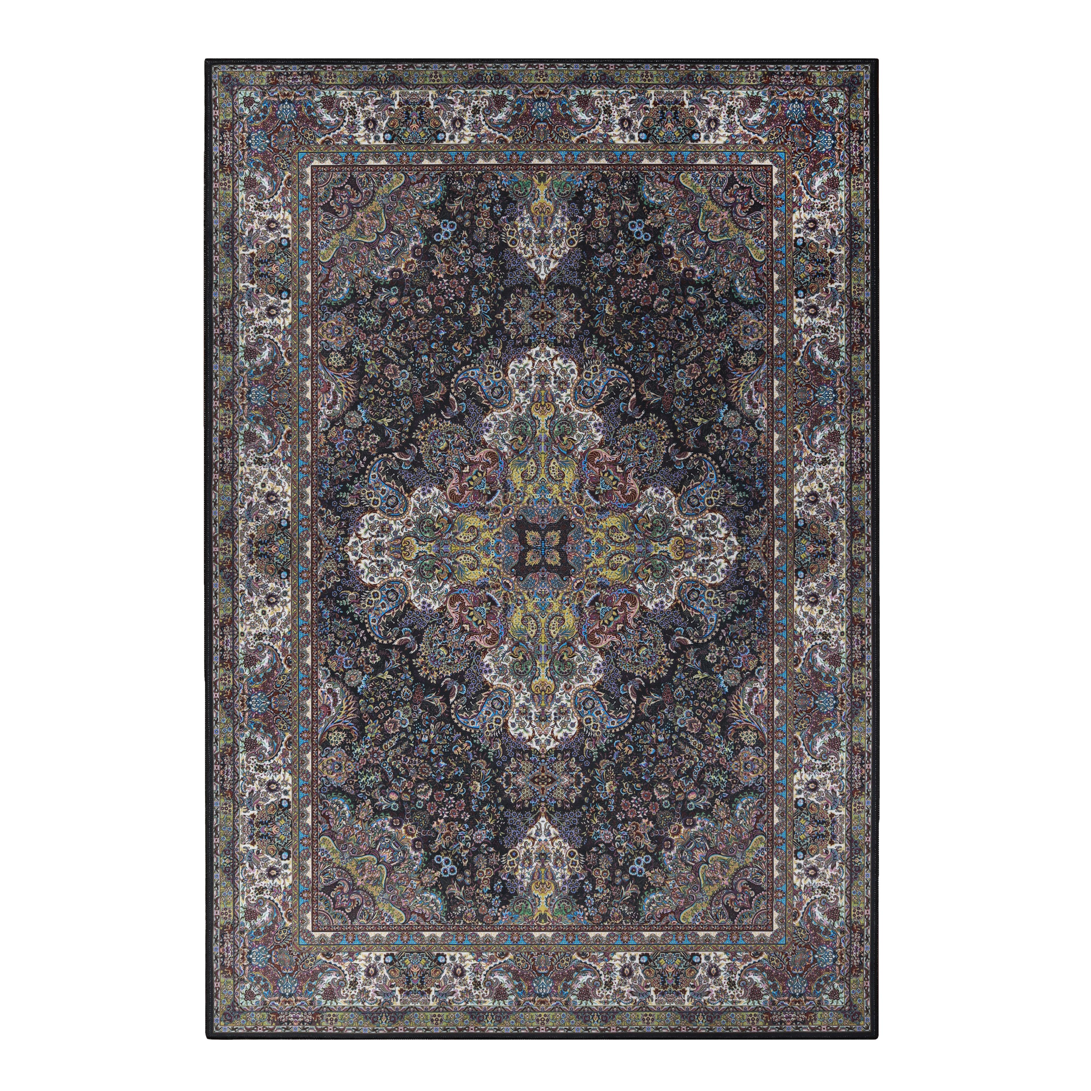 Flamingo Medallion Machine Washable Indoor Area Rug - Non-Slip Soft Living Room Carpet Runner for Bedroom, Hallway & Entryway Decor