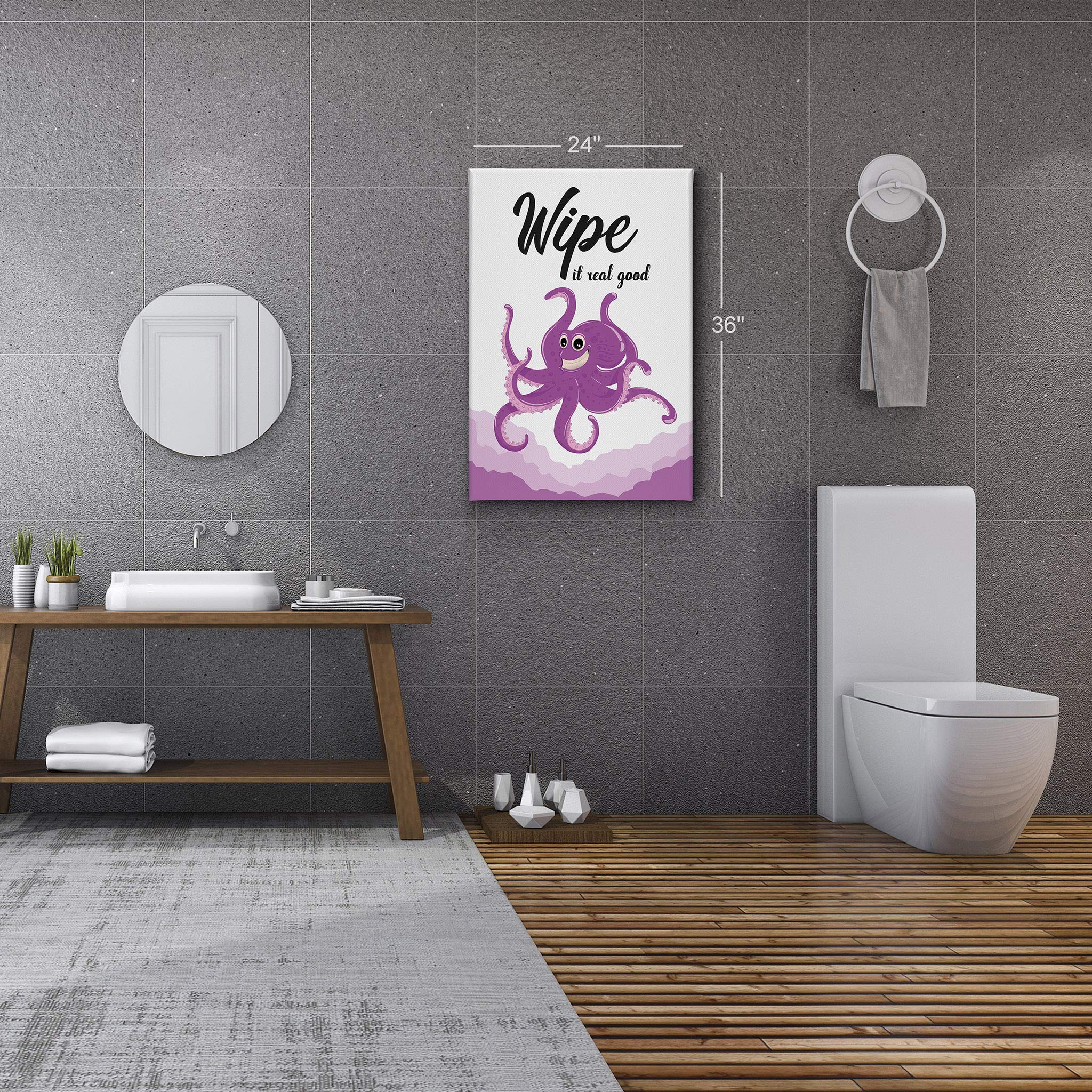 Smile Art Design 'Wipe It Real Good' Funny Quote Canvas Print - Bathroom Wall Decor, Nursery Wall Art, Home Decoration (40x30 Inches, Ready to Hang, Made in USA) - Perfect for Kids' Bathrooms, Playrooms & Humorous Home Décor