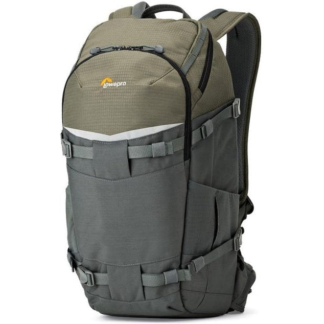 Lowepro Flipside Trek BP 350 AW Grey/Dark Green Waterproof DSLR Camera Backpack - Perfect for Outdoor Photography & Travel Adventures