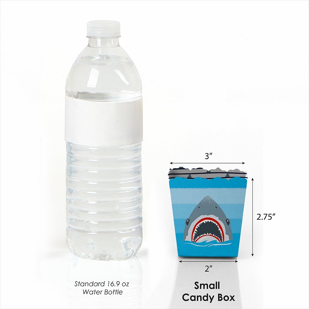 Big Dot of Happiness Shark Zone Party Mini Favor Boxes - Set of 12 Jawsome Shark Themed Candy Treat Boxes for Birthday Parties, Baby Showers & Ocean Theme Events - Perfect for Party Favors & Goodie Bags