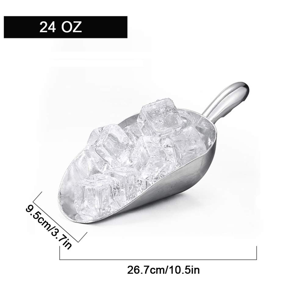 24 oz Cast Aluminum Ice Cube Scoop - Multipurpose Kitchen Shovel for Ice Maker, Freezer & Coffee Beans | Durable Food Scoop for Cocktails, Smoothies & Home Bars