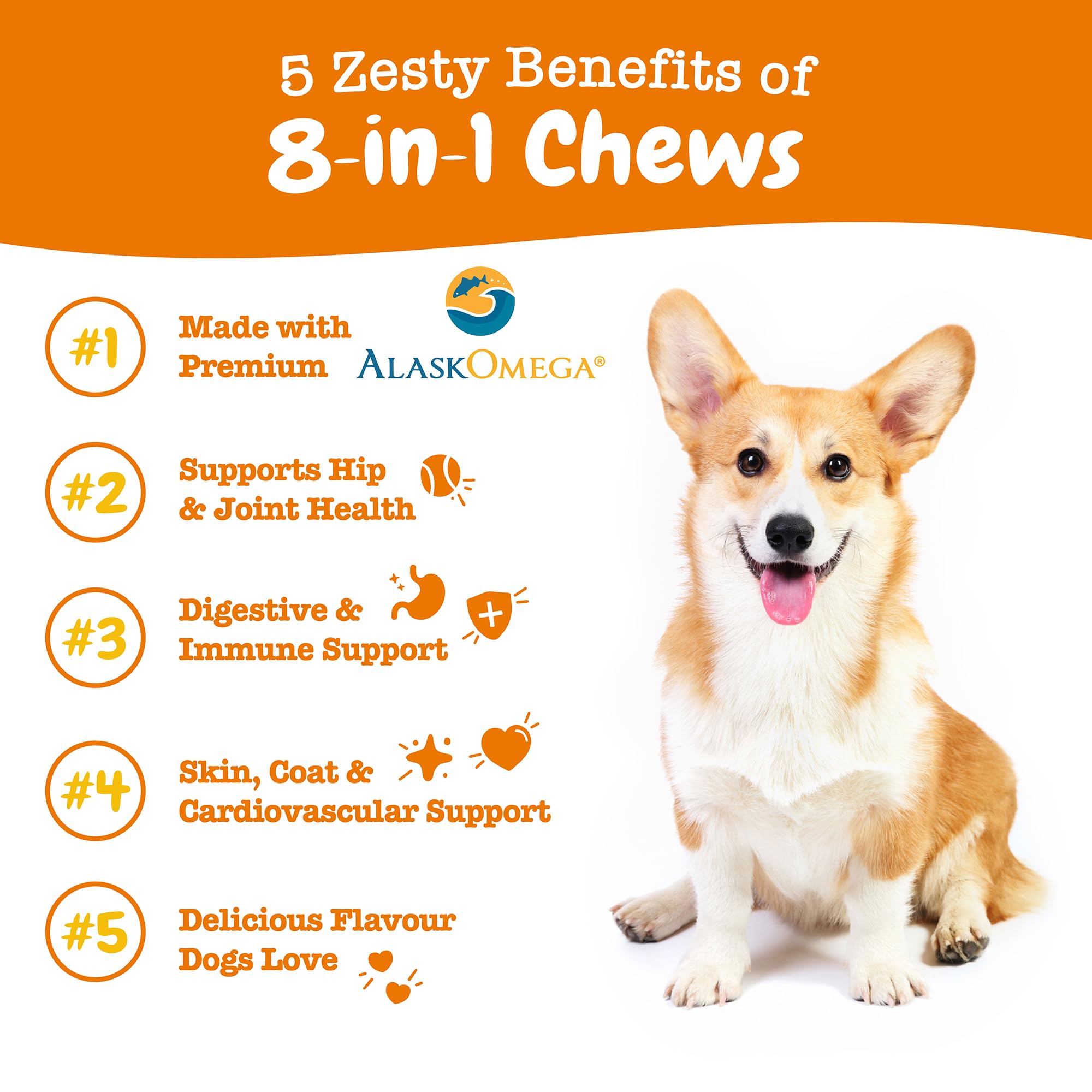 Zesty Paws 8-in-1 Dog Multivitamin Chews with Peanut Butter Flavor - Digestive & Immune Support Supplement for Dogs - Promotes Skin, Heart & Liver Health - 90 Count - Perfect for Daily Health Maintenance & Active Dogs