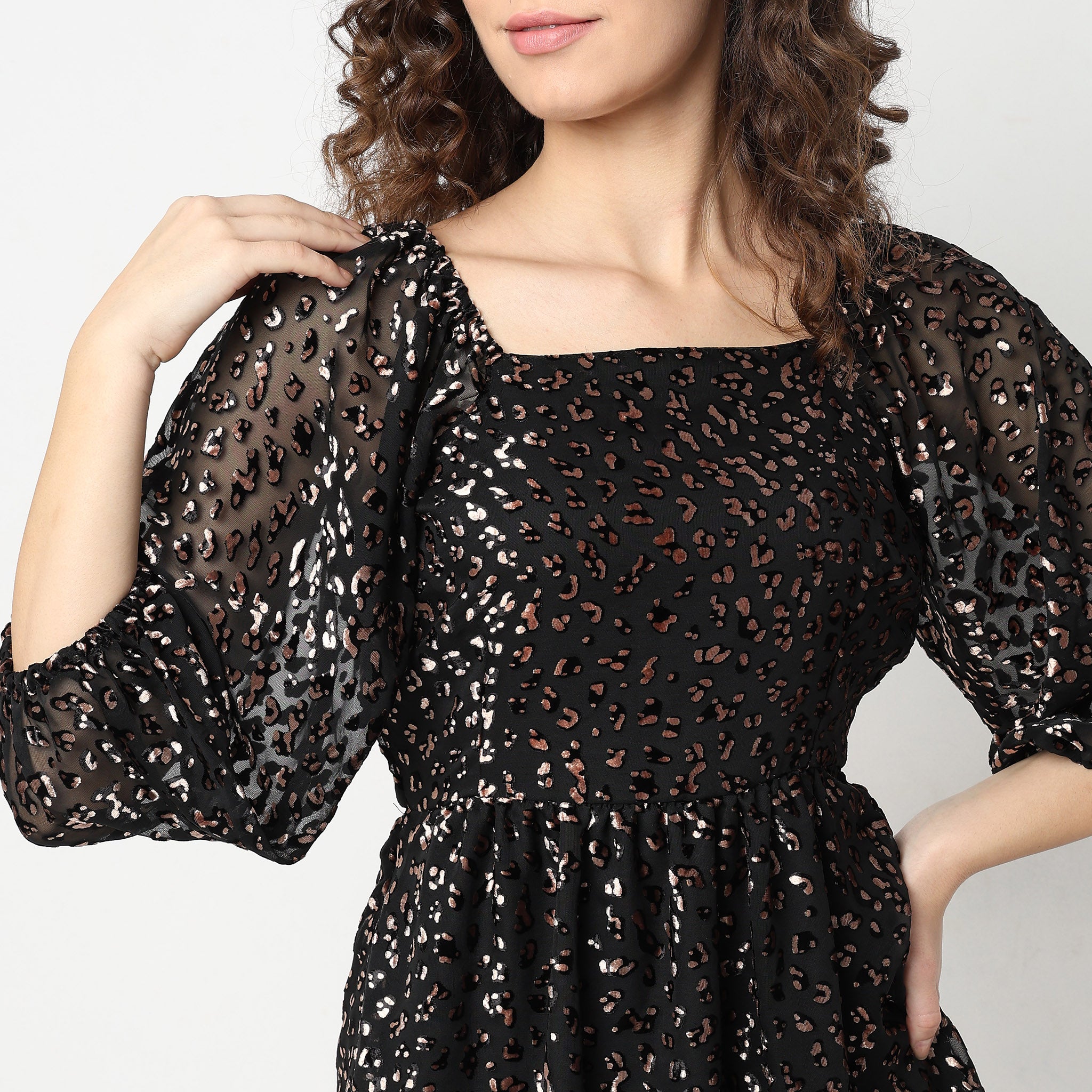 Flare Fit Animal Print Dress for Women - Stylish & Comfortable Party, Date Night & Casual Wear | Fashionable A-Line Midi Dress with Flowy Silhouette