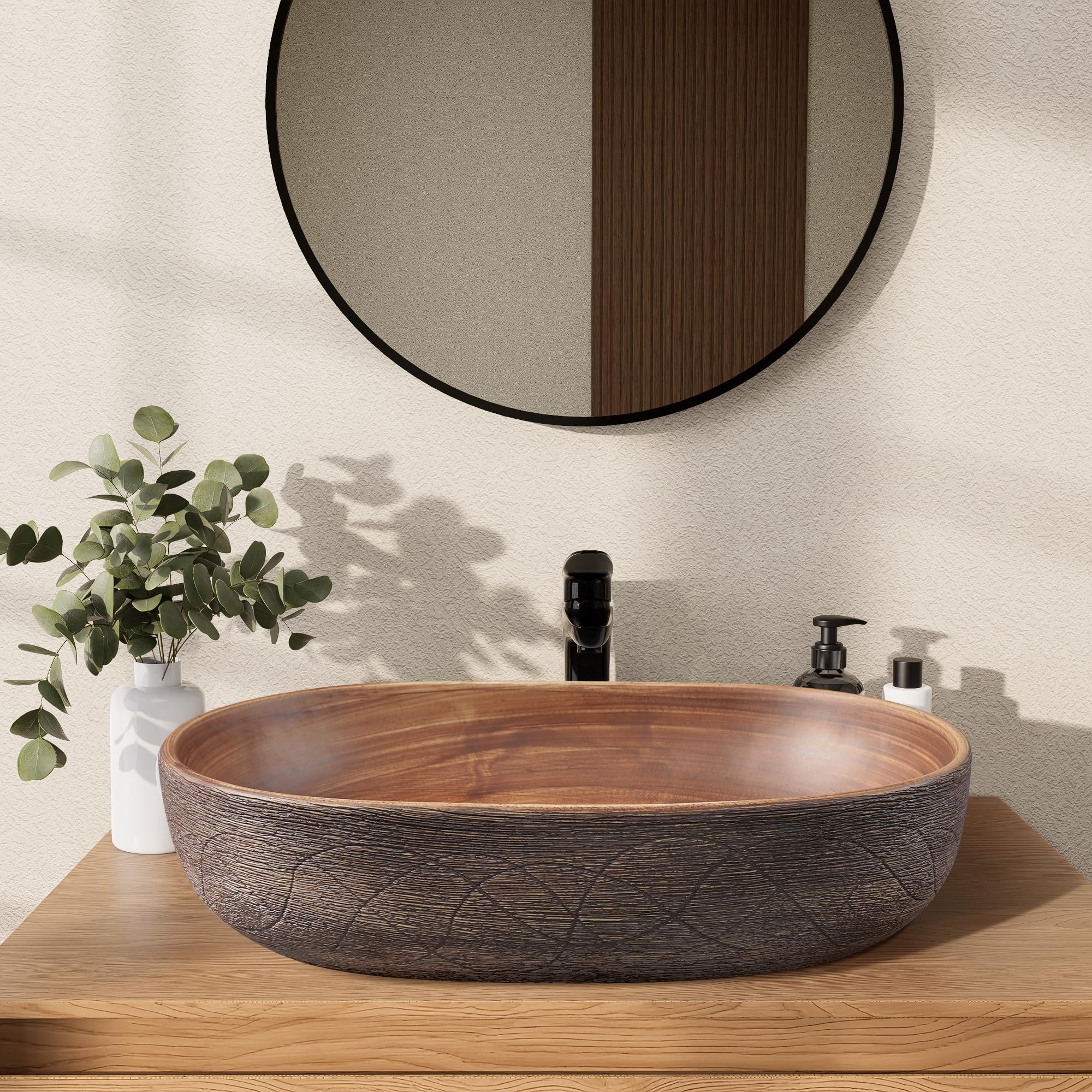 23-Inch Ceramic Oval Bathroom Vessel Sink - Retro Style Washbasin with Overflow, Elegant White Ceramic Sink for Modern and Classic Bathrooms | Perfect for Vanity, Powder Room, Guest Bath & Master Bath Decor
