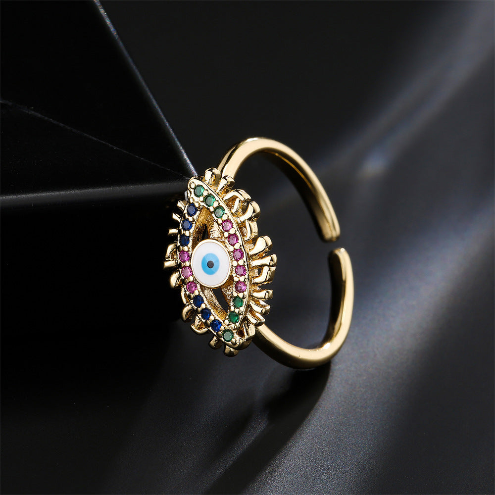 Elegant Bronze Zirconium Eye Shape Ring for Women - Boho Chic Jewelry Gift for Valentine's Day, Anniversary & Special Occasions