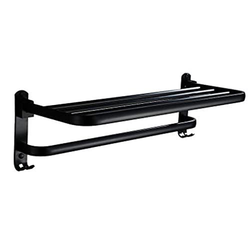 Foldable Wall-Mounted Towel Rack - Double Layer Space Saving Aluminum Bathroom & Kitchen Organizer - Easy to Install 50cm - Perfect for Small Bathrooms, Apartments & RVs