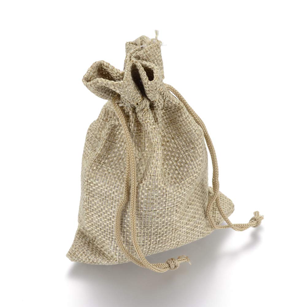 50Pcs Natural Drawstring Burlap Bags 5.9x7.87 Inch - Reusable Jute Gift Pouches for Jewelry, Wedding Favors, Party Supplies & Christmas Gifts (Dark Khaki) | Eco-Friendly Storage Bags for Crafts, DIY Projects & Home Organization